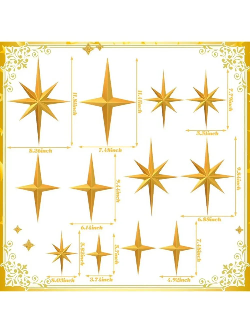 12 Pcs Mid Century Modern Starburst Wall Art Sculpture - Retro 3D Home Decor